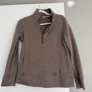 L.L. Bean Petite Quilted Quarter Zip Pullover Brown S